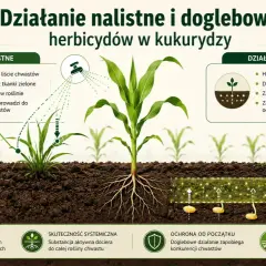 Herbicydy w kukurydzy: nalistne działanie na liście chwastów i doglebowe zapobieganie wschodzeniu. Zapewniają czyste pole i lepszy wzrost roślin.
