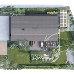 Projekt ogrodu: ścieżka w zieleni, podjazd, domek narzędziowy, tarasy, plac zabaw, warzywniak, panele fotowoltaiczne. Jak zagospodarować ogród.